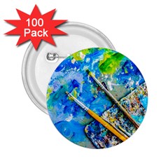 Artist Palette And Brushes 2 25  Buttons (100 Pack)  by FunnyCow
