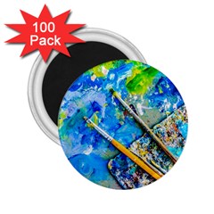 Artist Palette And Brushes 2 25  Magnets (100 Pack)  by FunnyCow