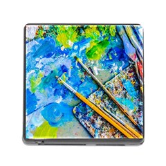 Artist Palette And Brushes Memory Card Reader (square) by FunnyCow