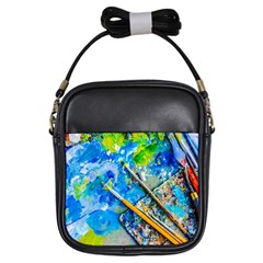 Artist Palette And Brushes Girls Sling Bags by FunnyCow