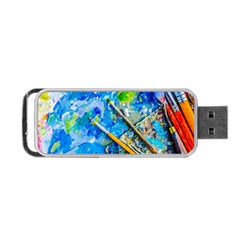 Artist Palette And Brushes Portable Usb Flash (one Side) by FunnyCow