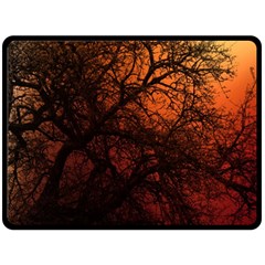 Sunset Silhouette Winter Tree Double Sided Fleece Blanket (large)