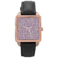 Ditsy Floral Pattern Rose Gold Leather Watch 