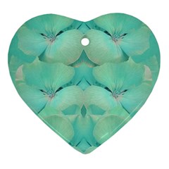 Green Fantasy Flower In Beautiful Festive Style Heart Ornament (two Sides) by pepitasart