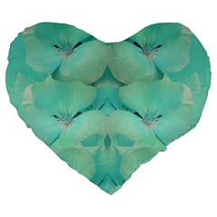 Green Fantasy Flower In Beautiful Festive Style Large 19  Premium Heart Shape Cushions by pepitasart