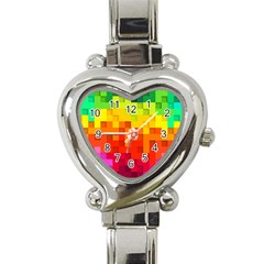 Abstract Background Square Colorful Heart Italian Charm Watch