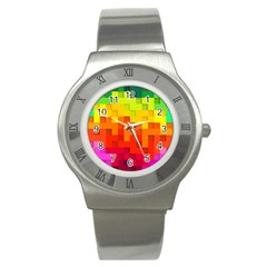 Abstract Background Square Colorful Stainless Steel Watch