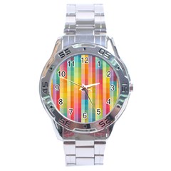 Background Colorful Abstract Stainless Steel Analogue Watch