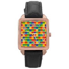Background Colorful Abstract Rose Gold Leather Watch  by Nexatart