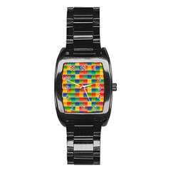 Background Colorful Abstract Stainless Steel Barrel Watch by Nexatart