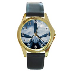 Propeller - Sky Challenger Round Gold Metal Watch by FunnyCow