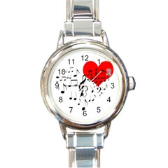 Singing Heart Round Italian Charm Watch