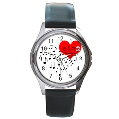 Singing Heart Round Metal Watch