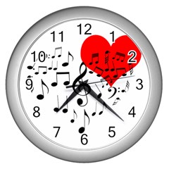 Singing Heart Wall Clocks (silver)  by FunnyCow