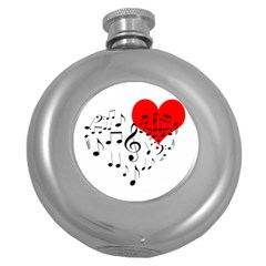 Singing Heart Round Hip Flask (5 oz)