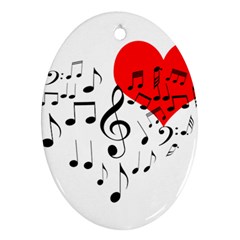 Singing Heart Oval Ornament (Two Sides)