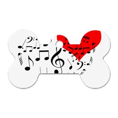 Singing Heart Dog Tag Bone (One Side)