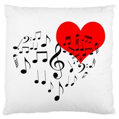 Singing Heart Large Flano Cushion Case (One Side)