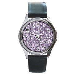 Colorful Intricate Tribal Pattern Round Metal Watch