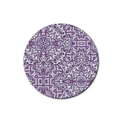 Colorful Intricate Tribal Pattern Rubber Coaster (Round) 