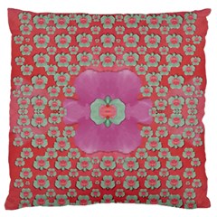 Fantasy Flowers In Everything That Is Around Us In A Free Environment Large Flano Cushion Case (one Side) by pepitasart