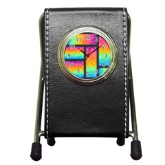 Background Colorful Abstract Pen Holder Desk Clocks