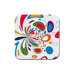 Light Circle Background Points Rubber Square Coaster (4 Pack)  by Nexatart