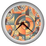 Background Abstract Orange Blue Wall Clocks (Silver)  Front