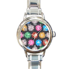 Background Colorful Abstract Round Italian Charm Watch
