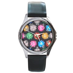 Background Colorful Abstract Round Metal Watch