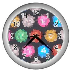 Background Colorful Abstract Wall Clocks (Silver) 