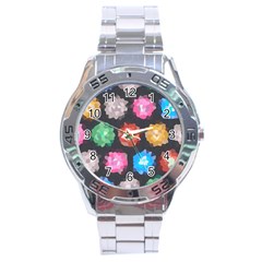 Background Colorful Abstract Stainless Steel Analogue Watch by Nexatart