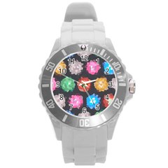 Background Colorful Abstract Round Plastic Sport Watch (L)