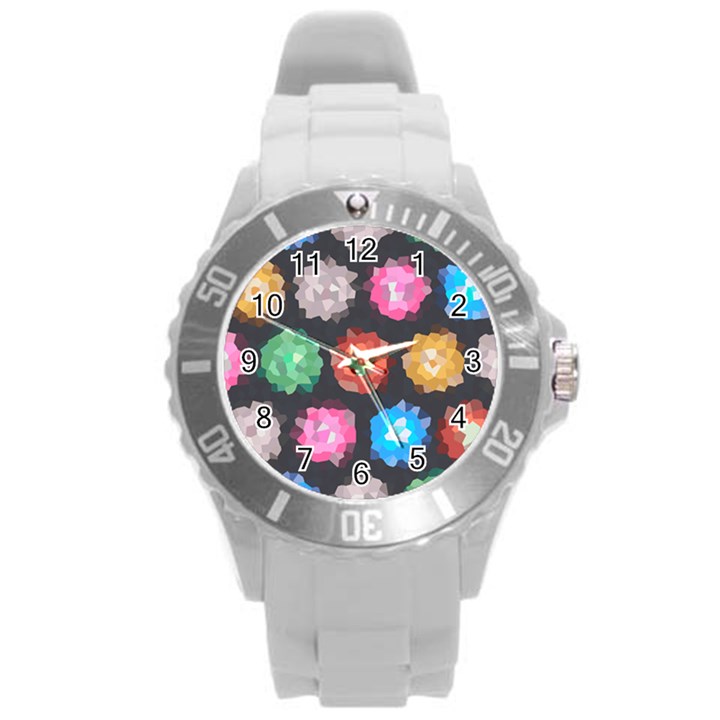 Background Colorful Abstract Round Plastic Sport Watch (L)