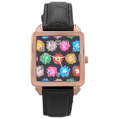 Background Colorful Abstract Rose Gold Leather Watch 