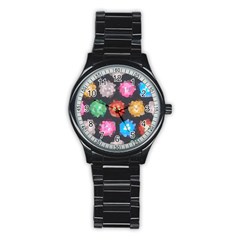 Background Colorful Abstract Stainless Steel Round Watch