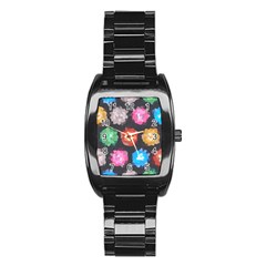 Background Colorful Abstract Stainless Steel Barrel Watch