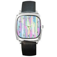 Background Abstract Pastels Square Metal Watch