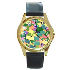 List Post It Note Memory Round Gold Metal Watch by Nexatart