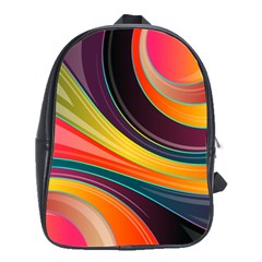 Abstract Colorful Background Wavy School Bag (large) by Nexatart