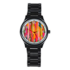 Background Abstract Colorful Stainless Steel Round Watch