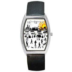 Good Morning, City Barrel Style Metal Watch by FunnyCow