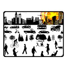 Good Morning, City Fleece Blanket (small) by FunnyCow