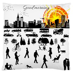 Good Morning, City Large Flano Cushion Case (two Sides) by FunnyCow