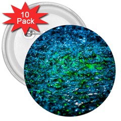 Water Color Green 3  Buttons (10 Pack) 