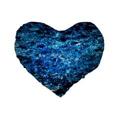 Water Color Blue Standard 16  Premium Flano Heart Shape Cushions