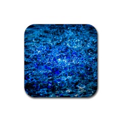 Water Color Navy Blue Rubber Coaster (square)  by FunnyCow