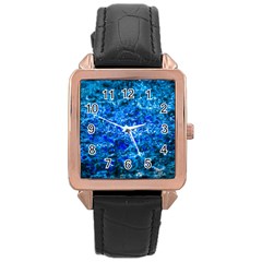 Water Color Navy Blue Rose Gold Leather Watch  by FunnyCow