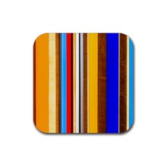 Colorful Stripes Rubber Coaster (square)  by FunnyCow