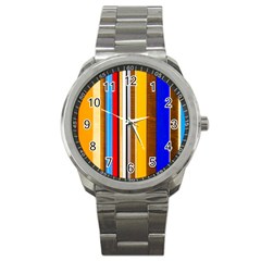 Colorful Stripes Sport Metal Watch by FunnyCow